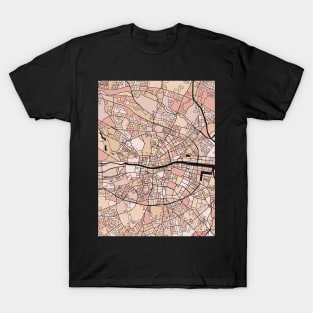 Dublin Map Pattern in Soft Pink Pastels T-Shirt